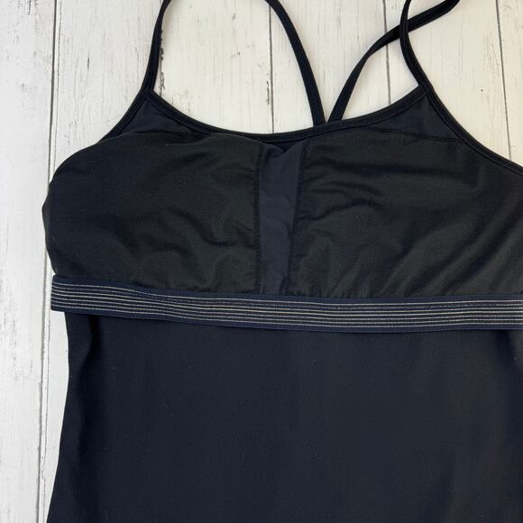 Lululemon Black Power Y Tank Luon Coolmax Built-in Bra Medium Support Size 8 - Picture 8 of 13